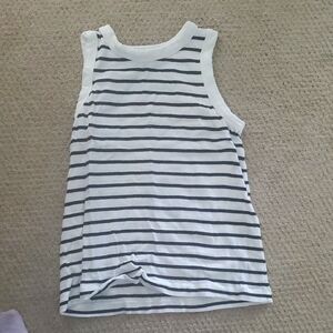 LOFT Black and White Striped Top SMALL